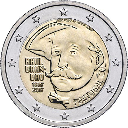 Португалия 2 € 150 години от рождението на Раул Брандао Bnc 2017 г