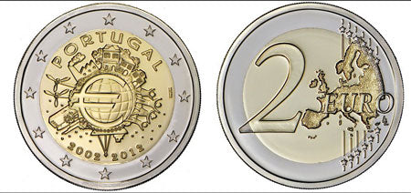 Португалия 2 € 10 години Euro Bnc 2012 - Наблюдения